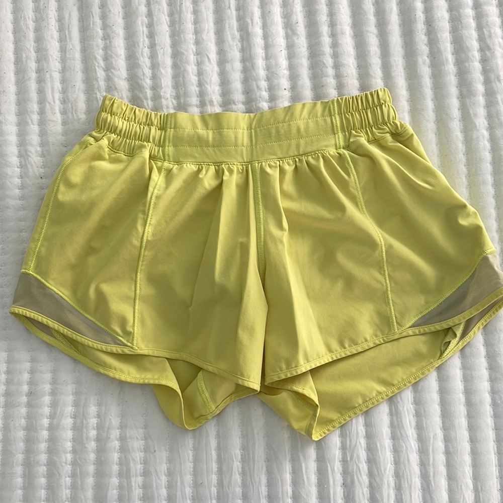 Lululemon Neon Yellow Hotty Hot 4” Shorts